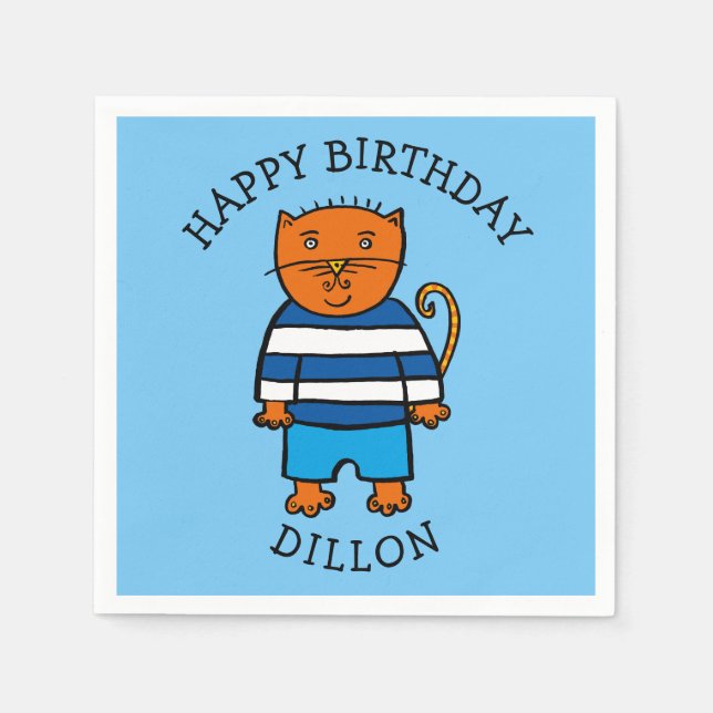 Serviette En Papier Dillon le Chat personnalisé (Devant)