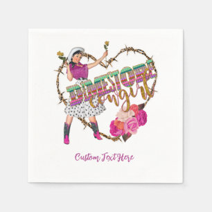 Serviette En Papier Dimestore Cowgirl Western Cowboy Boots Roses