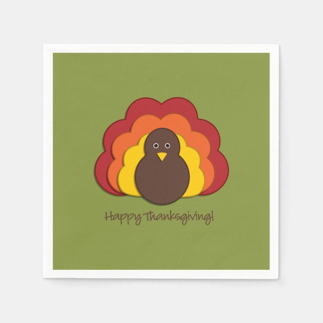 Serviette En Papier Dinde de Thanksgiving (Devant)
