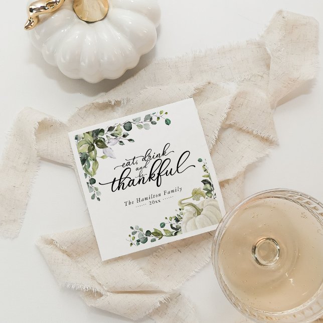 Serviette En Papier Dinde de Thanksgiving Citrouille de Verdure Reconn (Créateur téléchargé)