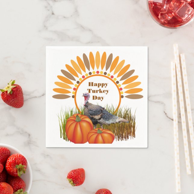 Serviette En Papier Dinde de Thanksgiving Citrouilles Fêtes (En situation)