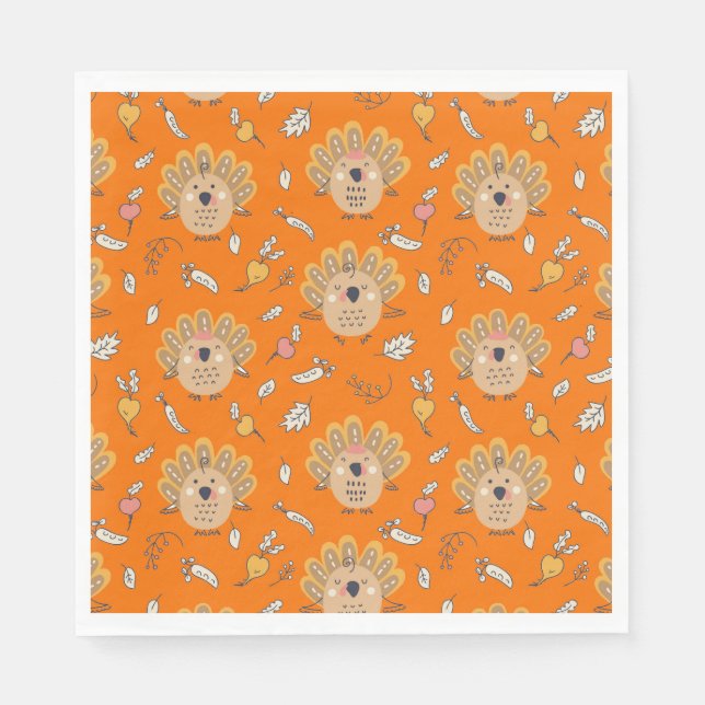 Serviette En Papier Dinde de Thanksgiving d'automne (Devant)