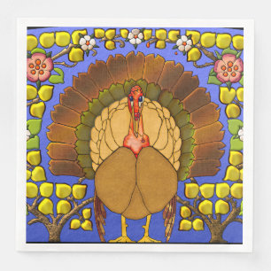 Serviette En Papier Dinde de Thanksgiving en verre coloré