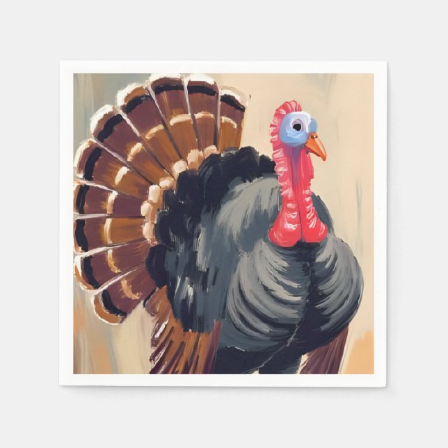 Serviette En Papier Dinde de Thanksgiving | Joyeuse fête de Thanksgivi (Devant)