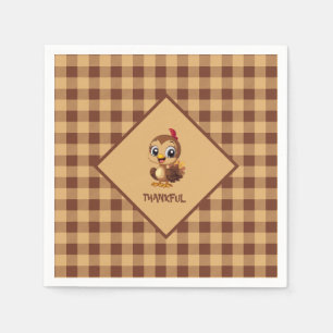 Serviette En Papier Dinde de Thanksgiving mignonne et reconnaissante