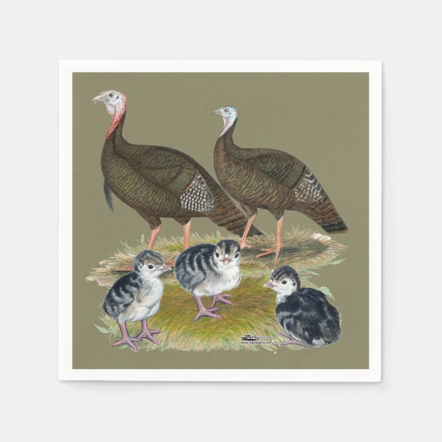 Serviette En Papier Dindes Famille Sauvage de l'Est (Devant)
