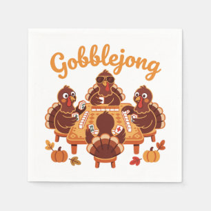 Serviette En Papier Dindes Gobblejong Jouant au Mahjong pour Thanksgiv
