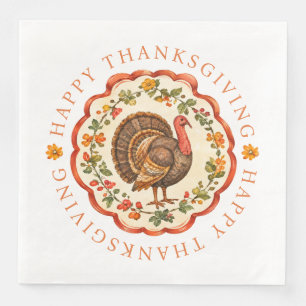 Serviette En Papier Dindon de Thanksgiving à l'aquarelle