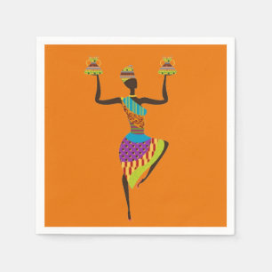 Serviette En Papier Dîner africain de thème de dame africaine