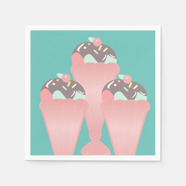 Serviette En Papier Dîner de fête d'anniversaire Sundae Cup (Devant)