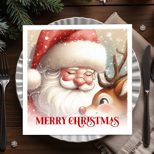 Serviette En Papier Dîner de fête de Noël classique avec le Père Noël