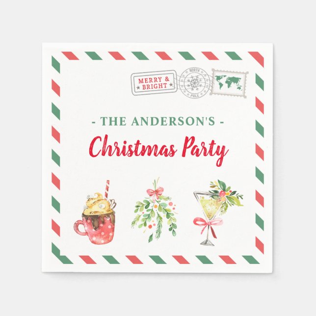 Serviette En Papier Dîner de fête de Noël Cocktail personnalisé (Devant)