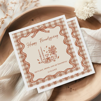 Serviette En Papier Dîner de Friendsgiving à carreaux Gingham