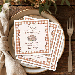 Serviette En Papier Dîner de Friendsgiving de Thanksgiving à carreaux