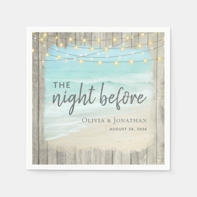 Serviette En Papier Dîner de la répétition de mariage de la plage rust (Devant)