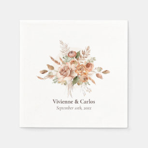Serviette En Papier Dîner de mariage bohème floral ton terre cuite rus