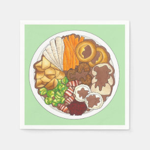 Serviette En Papier Dîner de Noël UK Festive British Food