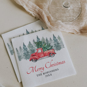 Serviette En Papier Dîner de Noël vintage Red Truck