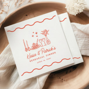 Serviette En Papier Dîner de répétition de doodle italien Wavy Whimsic