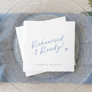 Serviette En Papier Dîner de répétition de mariage bleu Répété & Prêt