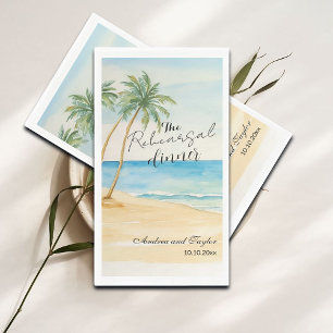 Serviette En Papier Dîner de répétition de mariage plage et palmiers