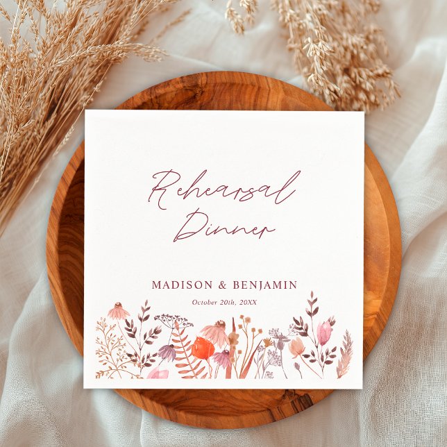 Serviette En Papier Dîner de répétition de mariage Rustique Bohème Fle (Créateur téléchargé)