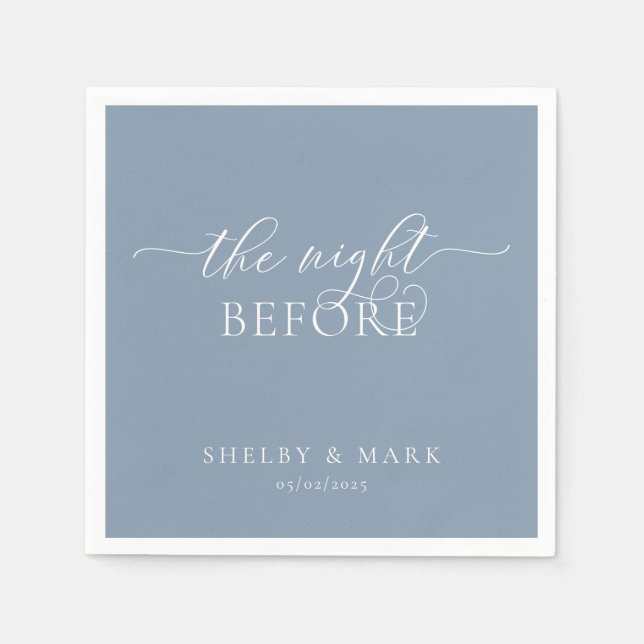 Serviette En Papier Dîner de répétition, La nuit avant dans Dusty Blue (Devant)