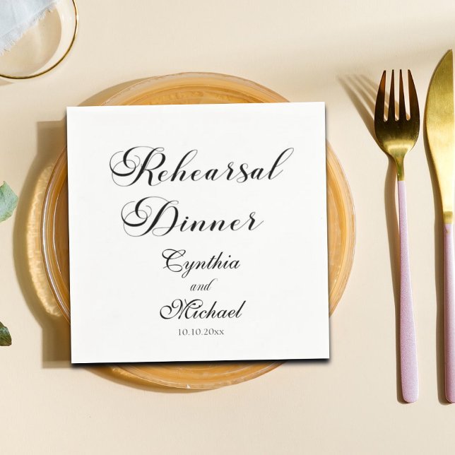 Serviette En Papier Dîner de répétition Mariage de script moderne (Créateur téléchargé)