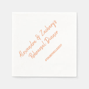 Serviette En Papier Dîner de répétition mariage Napkins Hashtag Peach