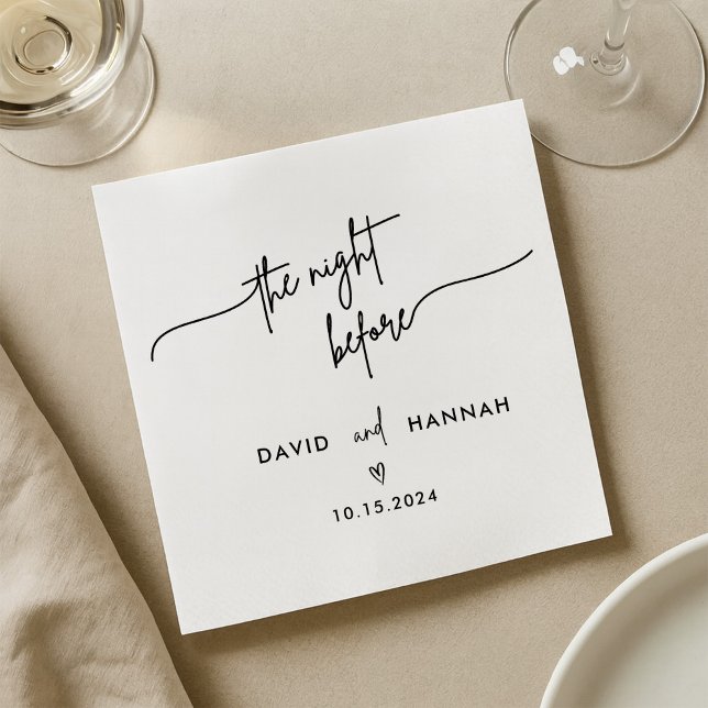 Serviette En Papier Dîner De Répétition Noire La Nuit Avant Le Mariage (Créateur téléchargé)