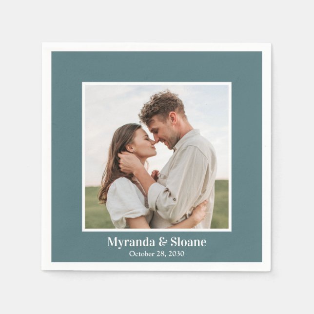 Serviette En Papier Dîner de répétition photo serviettes Turquoises (Devant)