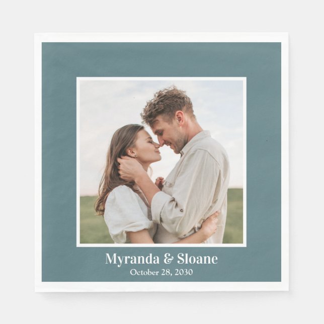 Serviette En Papier Dîner de répétition photo Turquoise (Devant)