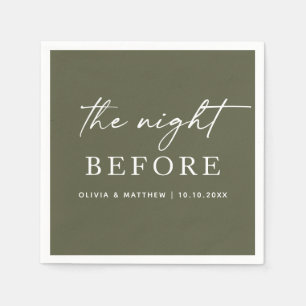 Serviette En Papier Dîner de répétition vert olive atténué. Mariage mo