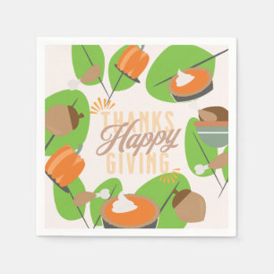 Serviette En Papier Dîner de Thanksgiving Dinde Citrouille Verdure d'A
