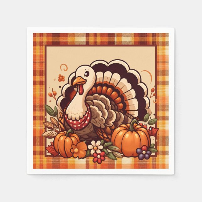 Serviette En Papier Diner diner de dinde à Thanksgiving (Devant)