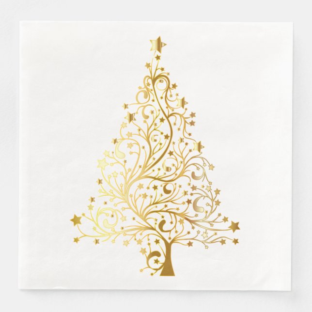 Serviette En Papier Dîner en papier Gold Christmas Tree (Devant)