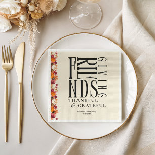Serviette En Papier Dîner floral de Friendsgiving moderne