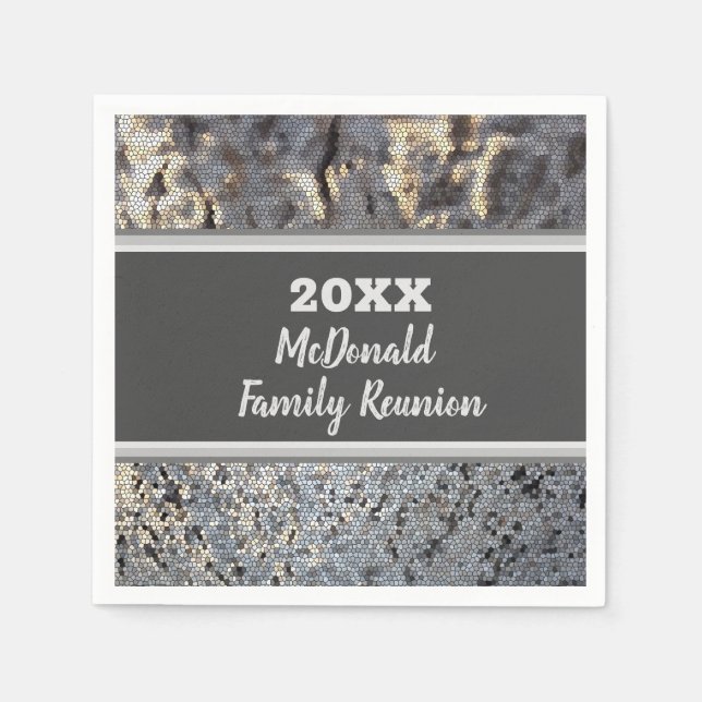 Serviette En Papier Dîner Reunion Famille Cocktail Snakeskin Mosaic (Devant)