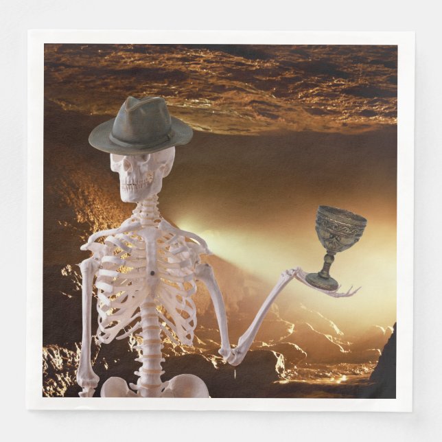 Serviette En Papier Diner Serviettes, "Indy Bones Halloween Squelette (Devant)