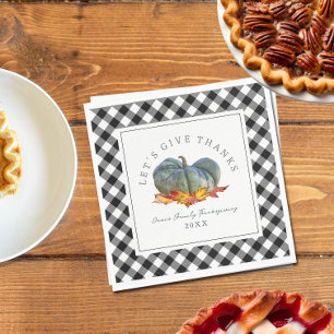 Serviette En Papier Dîner Thanksgiving Buffalo Plaid Gourd Citrouille