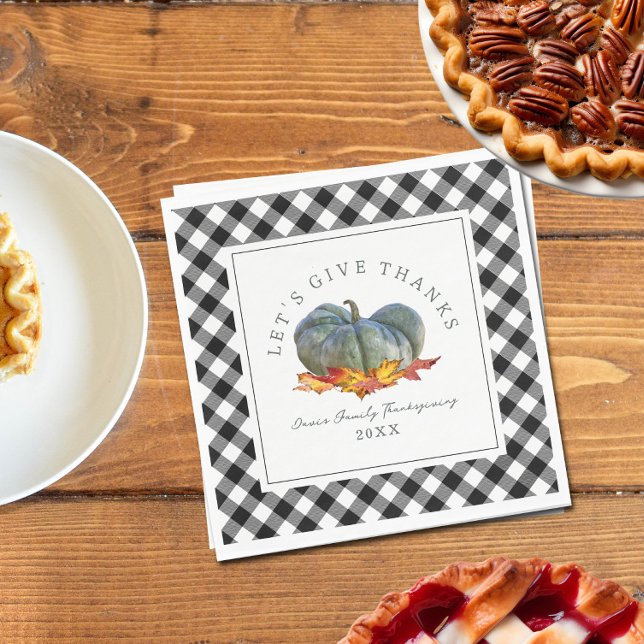 Serviette En Papier Dîner Thanksgiving Buffalo Plaid Gourd Citrouille (Créateur téléchargé)