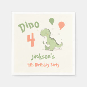 Serviette En Papier Dino Four Dinosaur 4e fête d'anniversaire