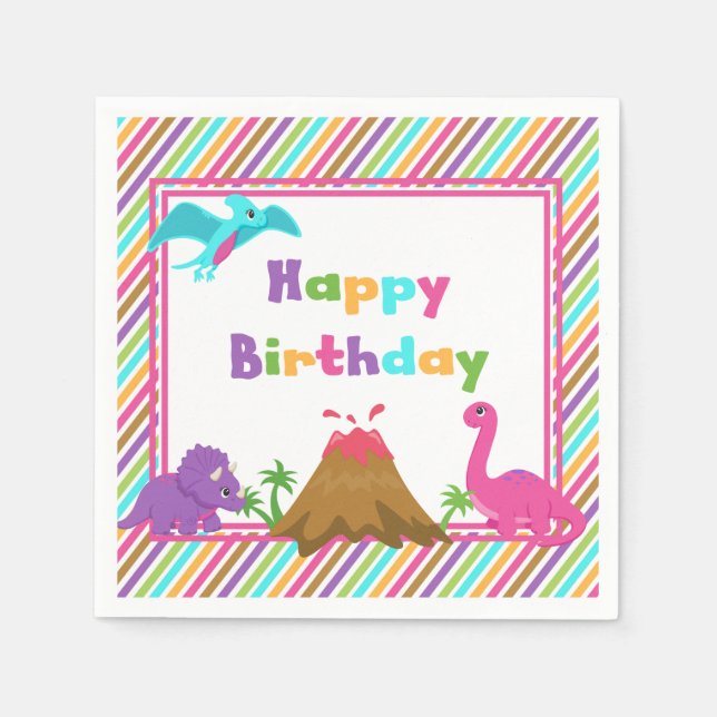 Serviette En Papier Dino Girl (Devant)