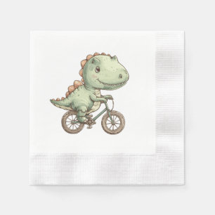 Serviette En Papier Dino mignon à vélo
