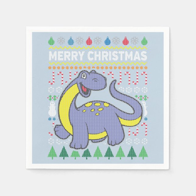 Serviette En Papier Dino Purple Ugly Christmas Sweat Wildlife Series (Devant)