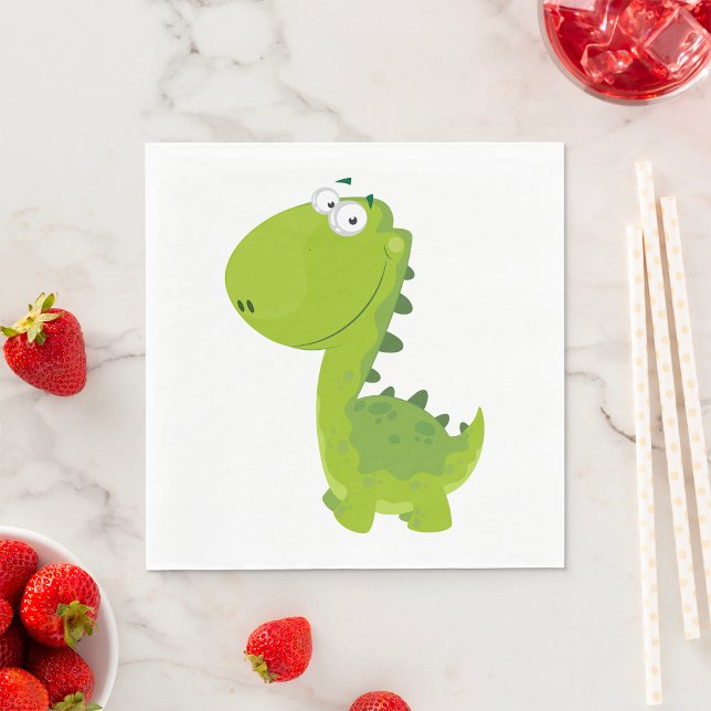 Serviette En Papier Dino Vert Sourire (Créateur téléchargé)