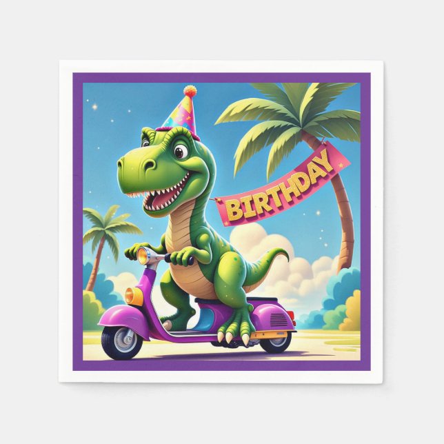 SERVIETTE EN PAPIER " DINO'S BANTHDAY JOYRIDE " (Devant)