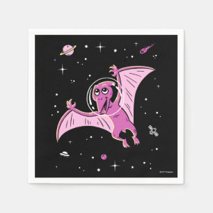 Serviette En Papier Dinos De Ptérodactyle Violet Dans L'Espace