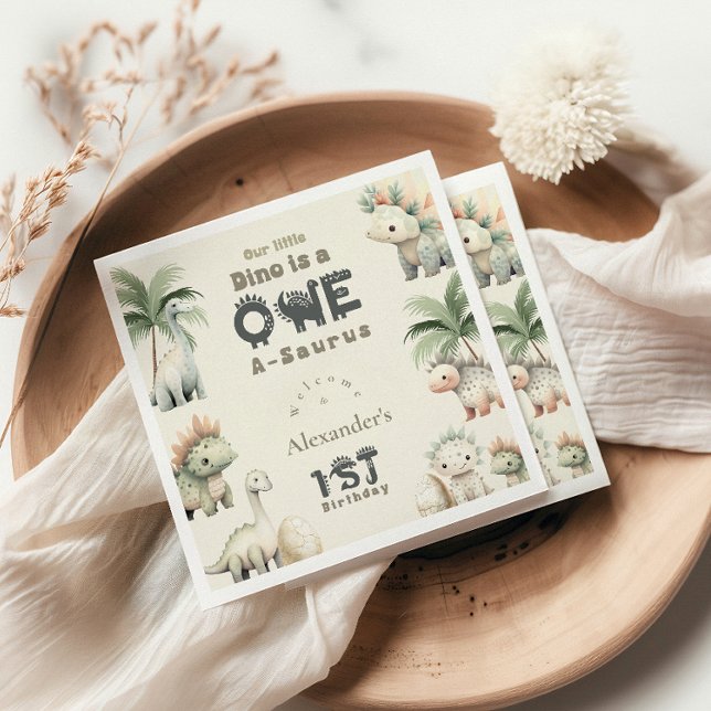 Serviette En Papier Dinosaur 1er anniversaire fête (Créateur téléchargé)