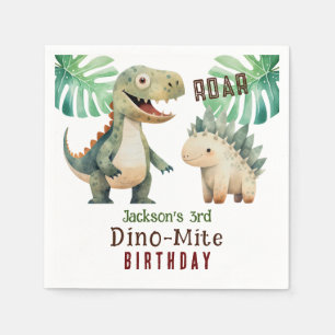 Serviette En Papier Dinosaur 3e anniversaire aquarelle papier Napkin